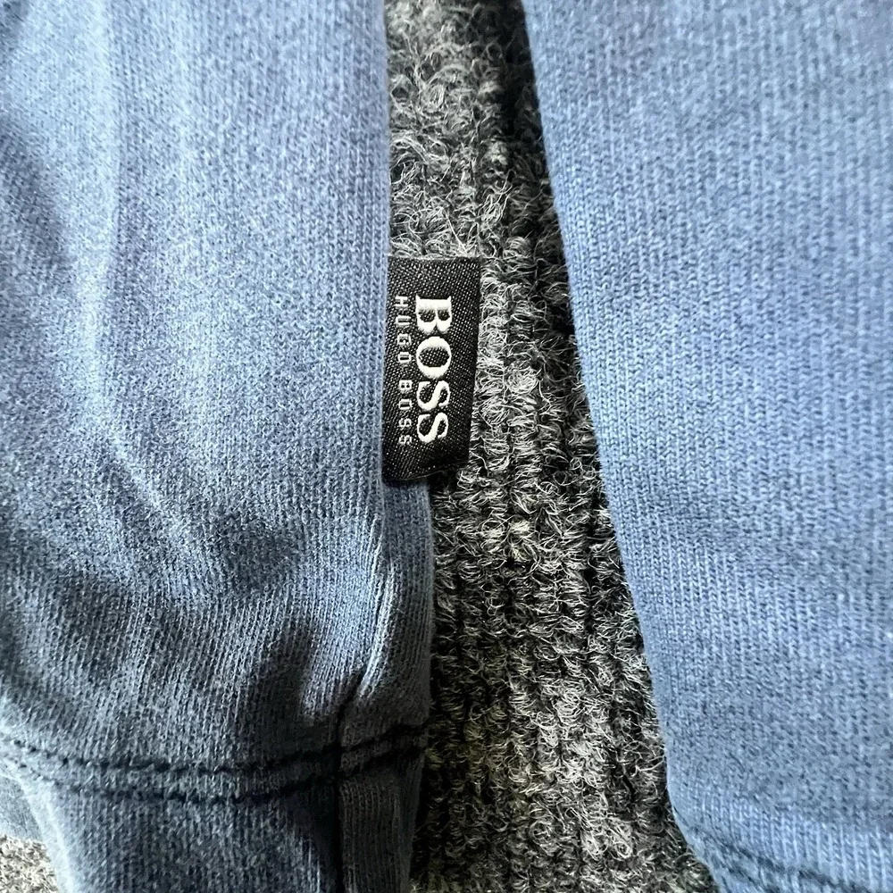 Hugo Boss Men's Long Sleeve Rugby Polo Shirt L Blue‎ Striped Patch Logo